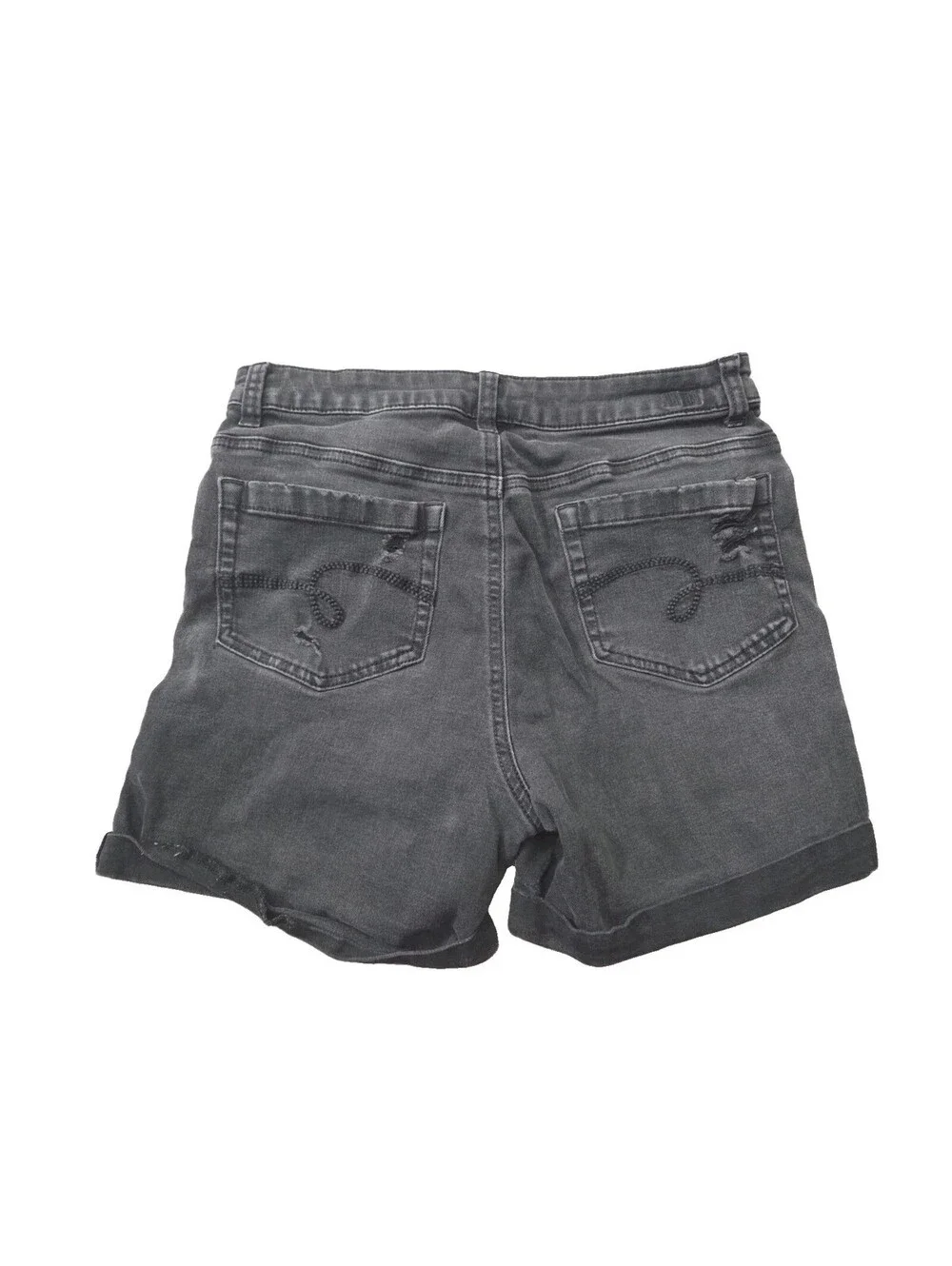 Girls Justice High Waisted distressed Black cotton/stretch Button Fly Shorts 14